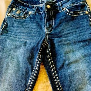 Paisley Sky Jewel Studded Straight Leg Cropped Jeans Size 8